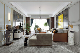 现代简约高级感新中式复古风客厅