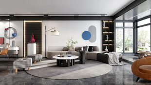 现代简约高级感新中式复古风客厅