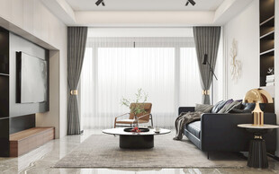 现代简约高级感新中式复古风客厅