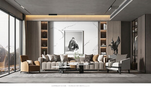 现代简约高级感新中式复古风客厅