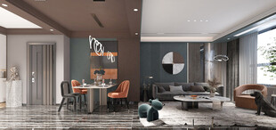 现代简约高级感新中式复古风客厅