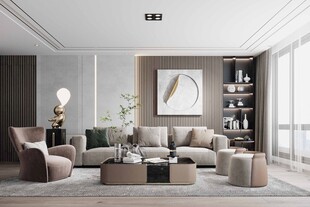 现代简约高级感新中式复古风客厅