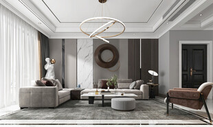 现代简约高级感新中式复古风客厅