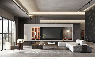 现代简约高级感新中式复古风客厅