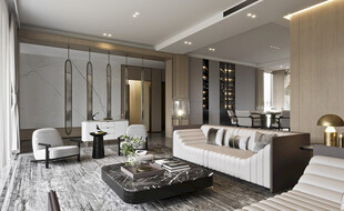 现代简约高级感新中式复古风客厅