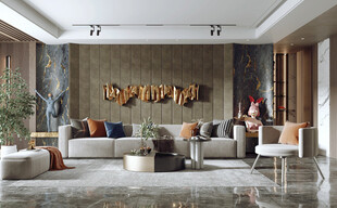 现代简约高级感新中式复古风客厅