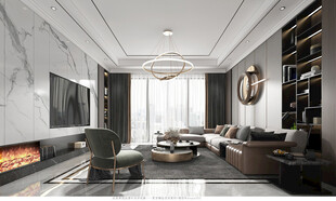 现代简约高级感新中式复古风客厅