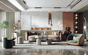 现代简约高级感新中式复古风客厅