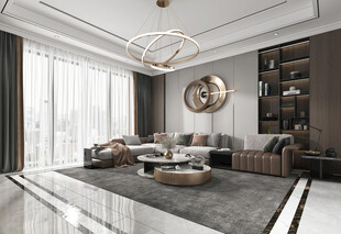 现代简约高级感新中式复古风客厅