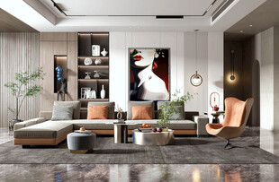 现代简约高级感新中式复古风客厅