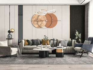 现代简约高级感新中式复古风客厅