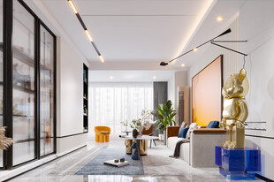 现代简约高级感新中式复古风客厅