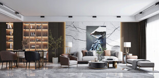 现代简约高级感新中式复古风客厅