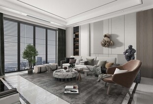 现代简约高级感新中式复古风客厅