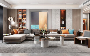 现代简约高级感新中式复古风客厅