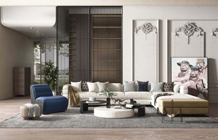 现代简约高级感新中式复古风客厅