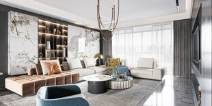 现代简约高级感新中式复古风客厅