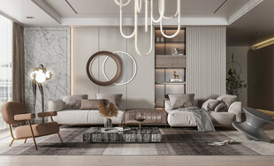 现代简约高级感新中式复古风客厅