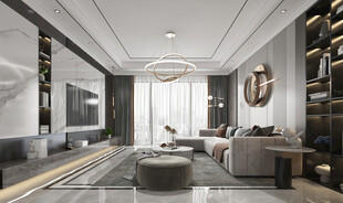 现代简约高级感新中式复古风客厅