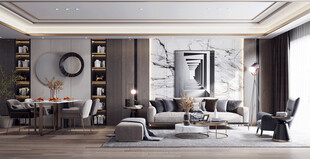 现代简约高级感新中式复古风客厅