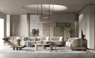 现代简约高级感新中式复古风客厅