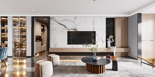 现代简约高级感新中式复古风客厅