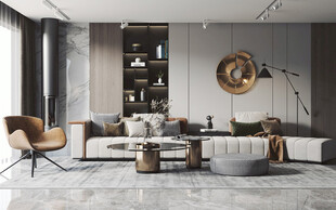 现代简约高级感新中式复古风客厅