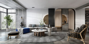 现代简约高级感新中式复古风客厅