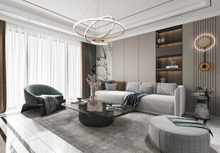 现代简约高级感新中式复古风客厅