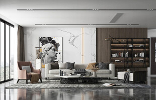 现代简约高级感新中式复古风客厅