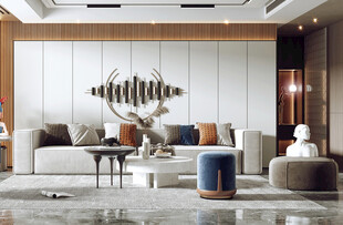 现代简约高级感新中式复古风客厅