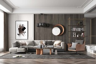 现代简约高级感新中式复古风客厅