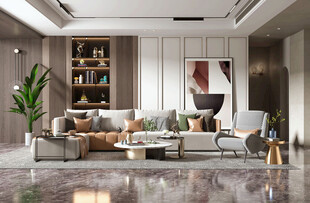 现代简约高级感新中式复古风客厅