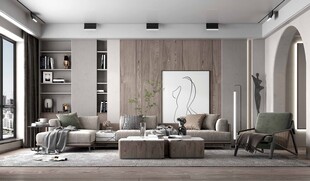 现代简约高级感新中式复古风客厅