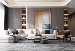 现代简约高级感新中式复古风客厅