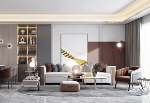 现代简约高级感新中式复古风客厅
