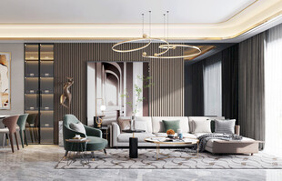 现代简约高级感新中式复古风客厅
