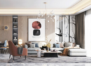 现代简约高级感新中式复古风客厅