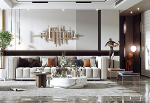 现代简约高级感新中式复古风客厅