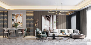 现代简约高级感新中式复古风客厅