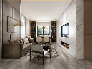 现代简约高级感新中式复古风客厅