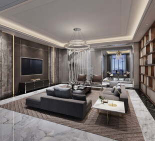 现代简约高级感新中式复古风客厅