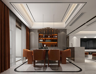 现代简约高级感新中式复古风客厅