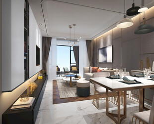 现代简约高级感新中式复古风客厅