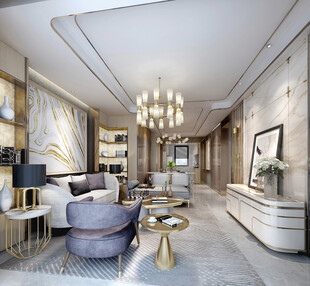 现代简约高级感新中式复古风客厅