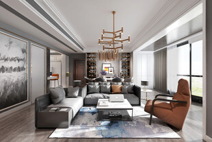 现代简约高级感新中式复古风客厅