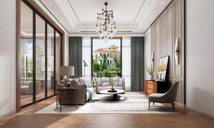 现代简约高级感新中式复古风客厅