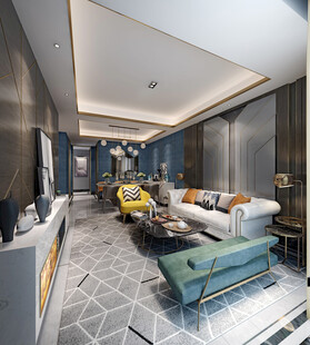 现代简约高级感新中式复古风客厅