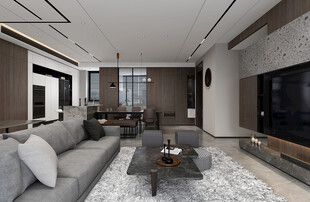 现代简约高级感新中式复古风客厅