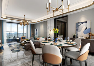 现代简约高级感新中式复古风客厅